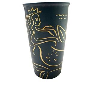 Starbucks Siren Mermaid Ceramic Tumbler w/ Lid Blue Gold 12 oz Anniversary 2017
